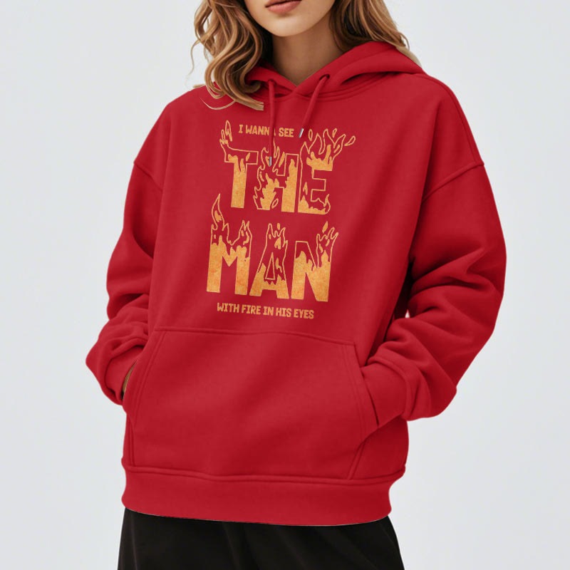 Christianartworkshop Quotation  Style The Man With Fire in His Eyes Fleece Lined Polyester Hoodie - image 19