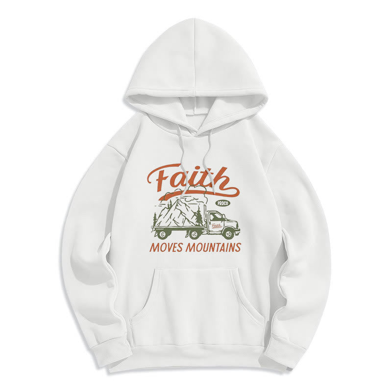 Christianartworkshop Quotation  Colored Style Faith Moves Mountains Fleece Lined Polyester Hoodie - White - 2XL - image 0