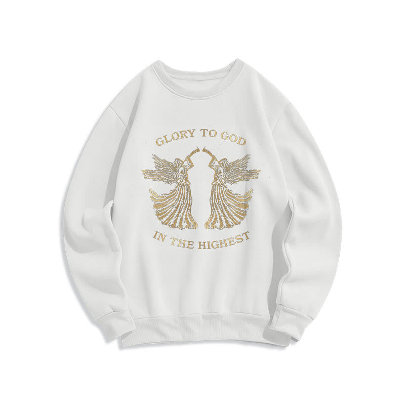 Classic Style Glory To God In The Highest Angel Fleece Lined Polyester Sweatshirt - White - 2XL - image 0