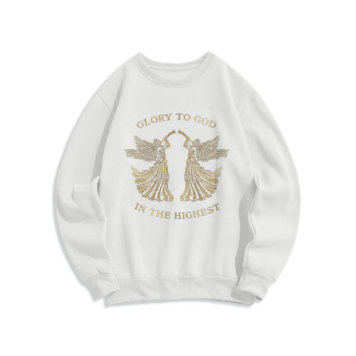Classic Style Glory To God In The Highest Angel Fleece Lined Polyester Sweatshirt - White - 2XL - image 0