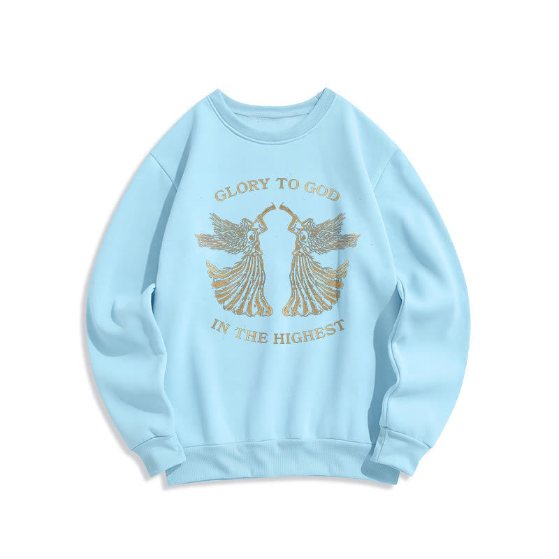 Classic Style Glory To God In The Highest Angel Fleece Lined Polyester Sweatshirt - Blue - 2XL - image 14