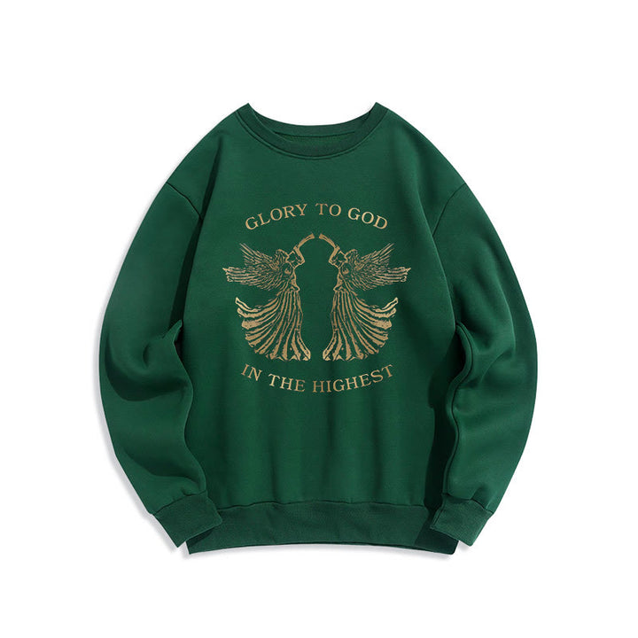 Classic Style Glory To God In The Highest Angel Fleece Lined Polyester Sweatshirt