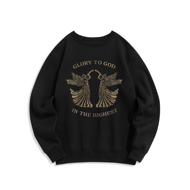 Classic Style Glory To God In The Highest Angel Fleece Lined Polyester Sweatshirt - Black - 2XL - image 6
