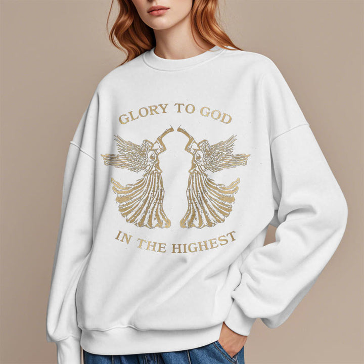 Classic Style Glory To God In The Highest Angel Fleece Lined Polyester Sweatshirt