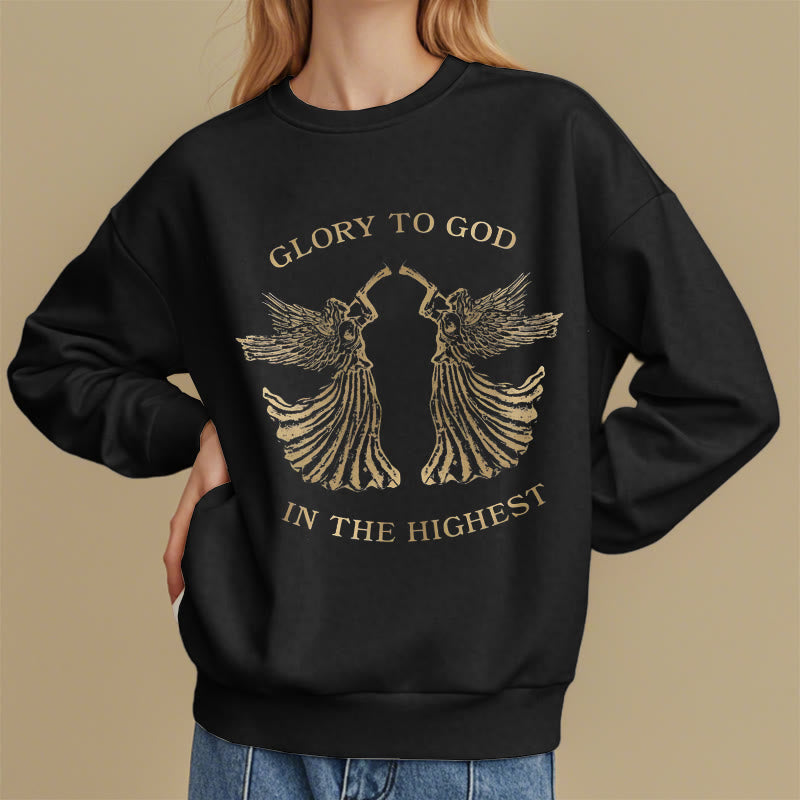 Classic Style Glory To God In The Highest Angel Fleece Lined Polyester Sweatshirt