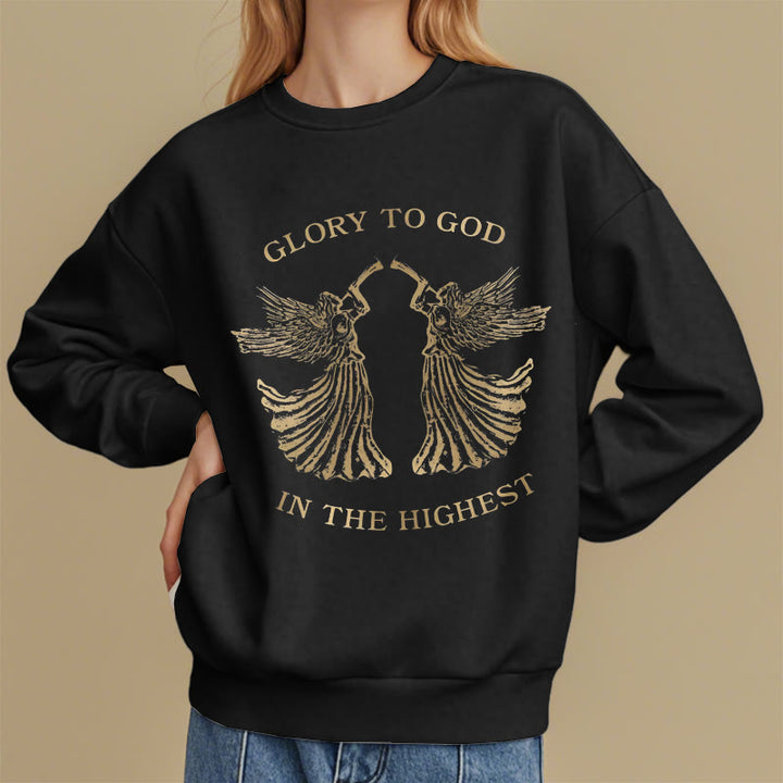 Classic Style Glory To God In The Highest Angel Fleece Lined Polyester Sweatshirt