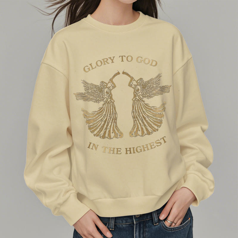 Classic Style Glory To God In The Highest Angel Fleece Lined Polyester Sweatshirt