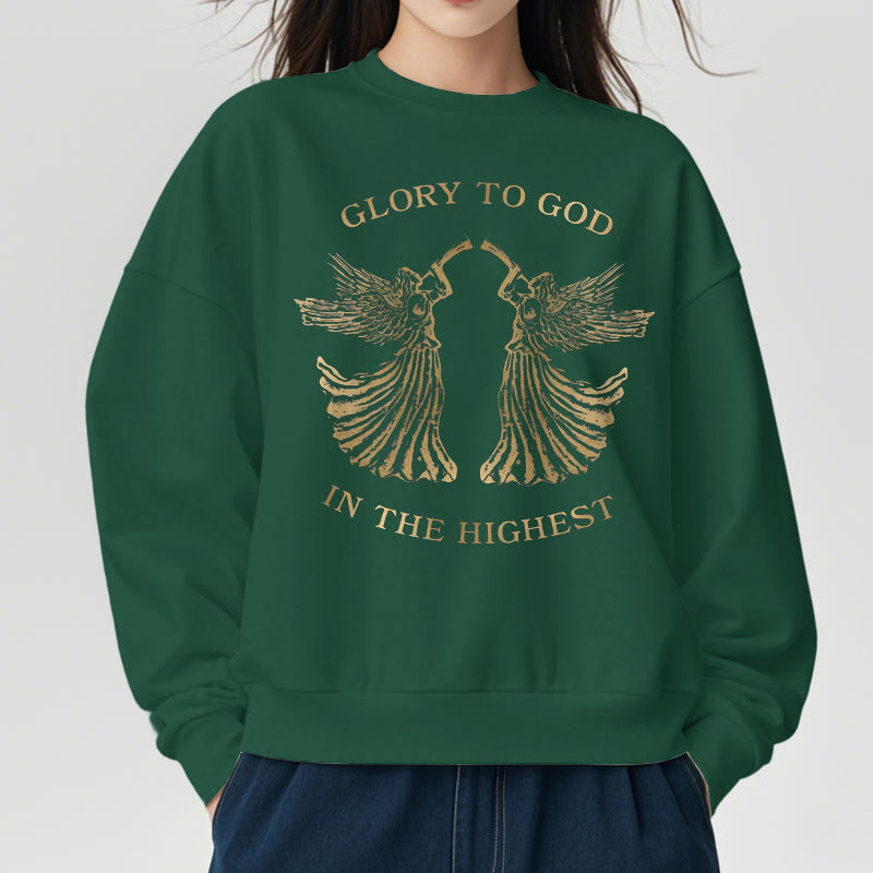 Classic Style Glory To God In The Highest Angel Fleece Lined Polyester Sweatshirt
