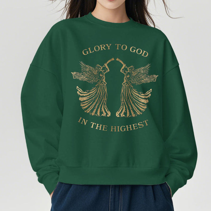 Classic Style Glory To God In The Highest Angel Fleece Lined Polyester Sweatshirt