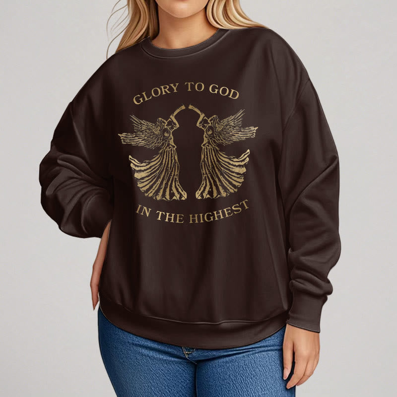 Classic Style Glory To God In The Highest Angel Fleece Lined Polyester Sweatshirt
