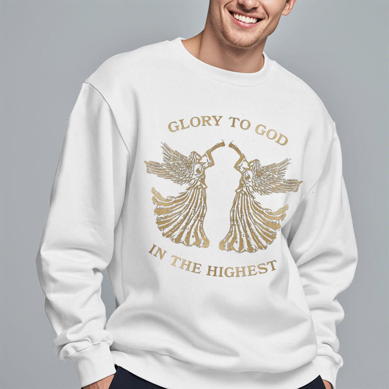 Classic Style Glory To God In The Highest Angel Fleece Lined Polyester Sweatshirt