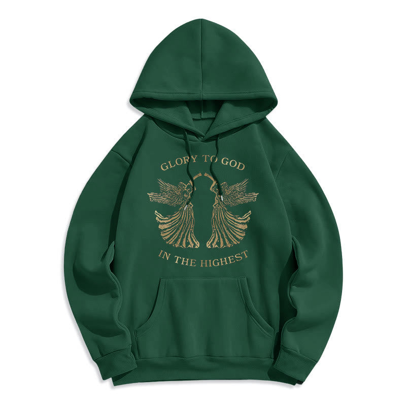 Classic Style Glory To God In The Highest Angel Fleece Lined Polyester Hoodie - Green - 2XL - image 14