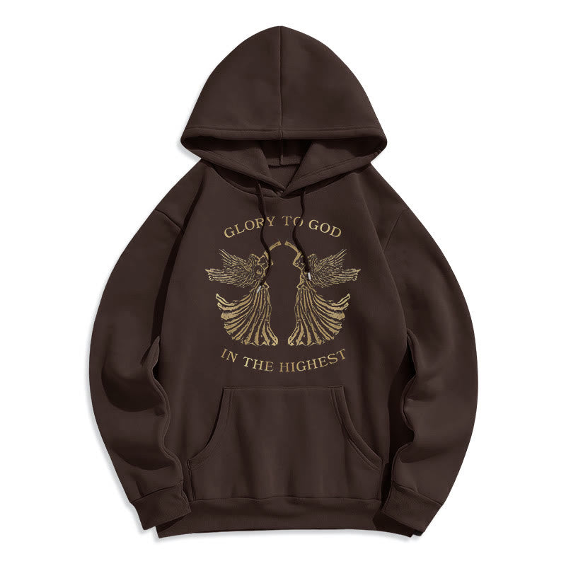 Classic Style Glory To God In The Highest Angel Fleece Lined Polyester Hoodie - Brown - 2XL - image 12
