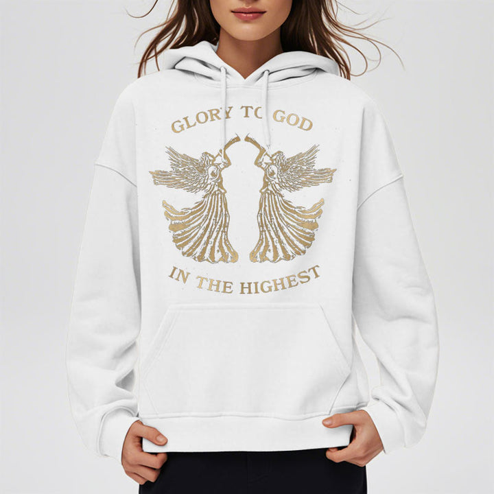 Classic Style Glory To God In The Highest Angel Fleece Lined Polyester Hoodie - image 9