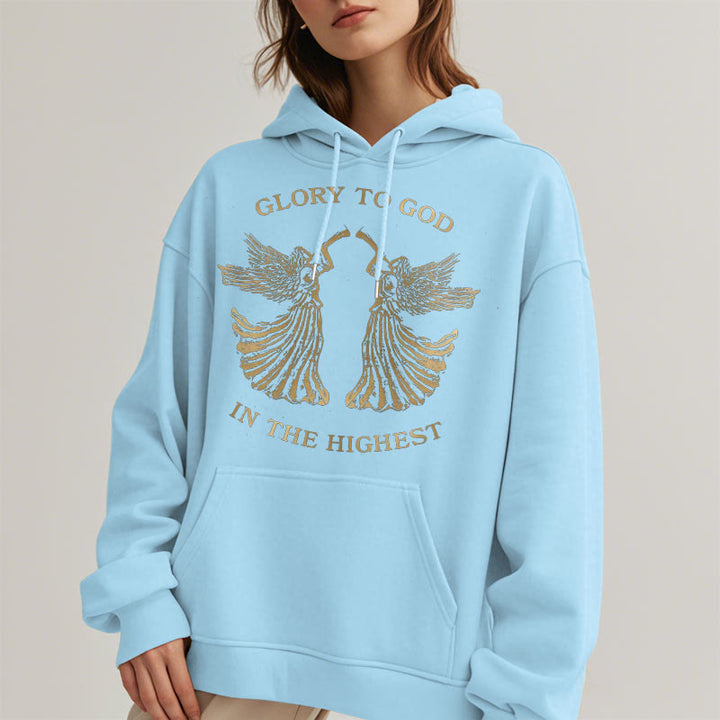 Classic Style Glory To God In The Highest Angel Fleece Lined Polyester Hoodie - image 4