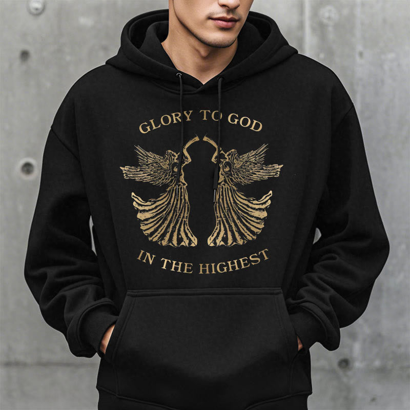 Classic Style Glory To God In The Highest Angel Fleece Lined Polyester Hoodie - image 7