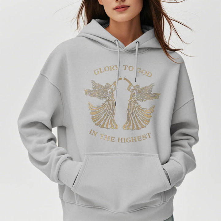 Classic Style Glory To God In The Highest Angel Fleece Lined Polyester Hoodie - image 17