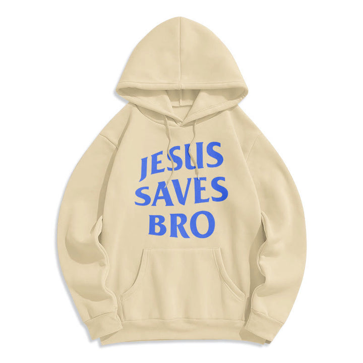 Quotation Style Jesus Saves Bro Proud Faith Fleece Lined Polyester Hoodie - Beige - 2XL - image 10