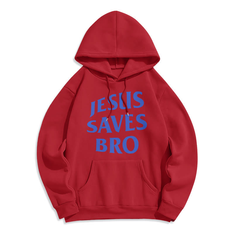 Quotation Style Jesus Saves Bro Proud Faith Fleece Lined Polyester Hoodie - Red - 2XL - image 18