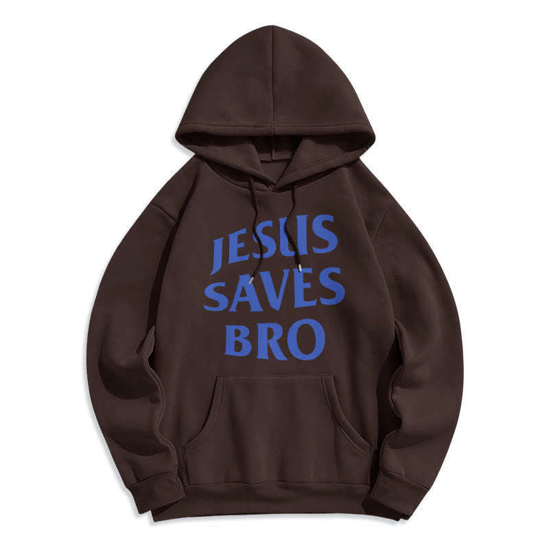 Quotation Style Jesus Saves Bro Proud Faith Fleece Lined Polyester Hoodie - Brown - 2XL - image 12