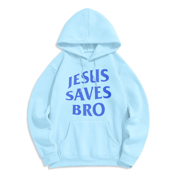 Quotation Style Jesus Saves Bro Proud Faith Fleece Lined Polyester Hoodie - Blue - 2XL - image 16