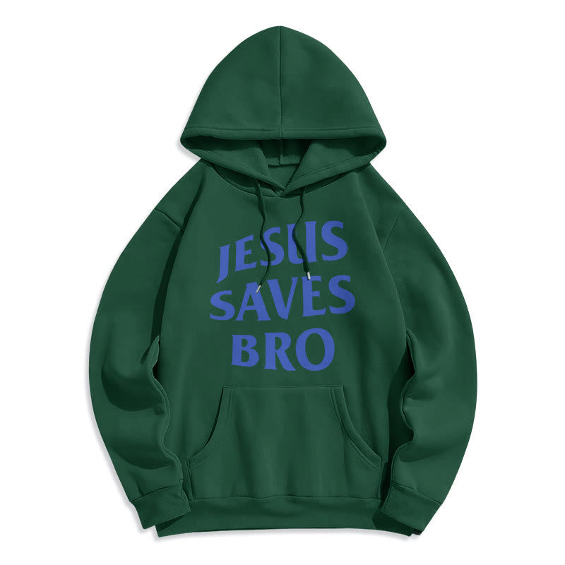 Quotation Style Jesus Saves Bro Proud Faith Fleece Lined Polyester Hoodie - Green - 2XL - image 14