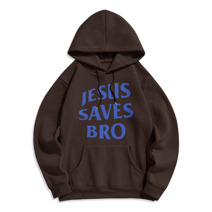 Quotation Style Jesus Saves Bro Proud Faith Fleece Lined Polyester Hoodie - Brown - 2XL - image 12