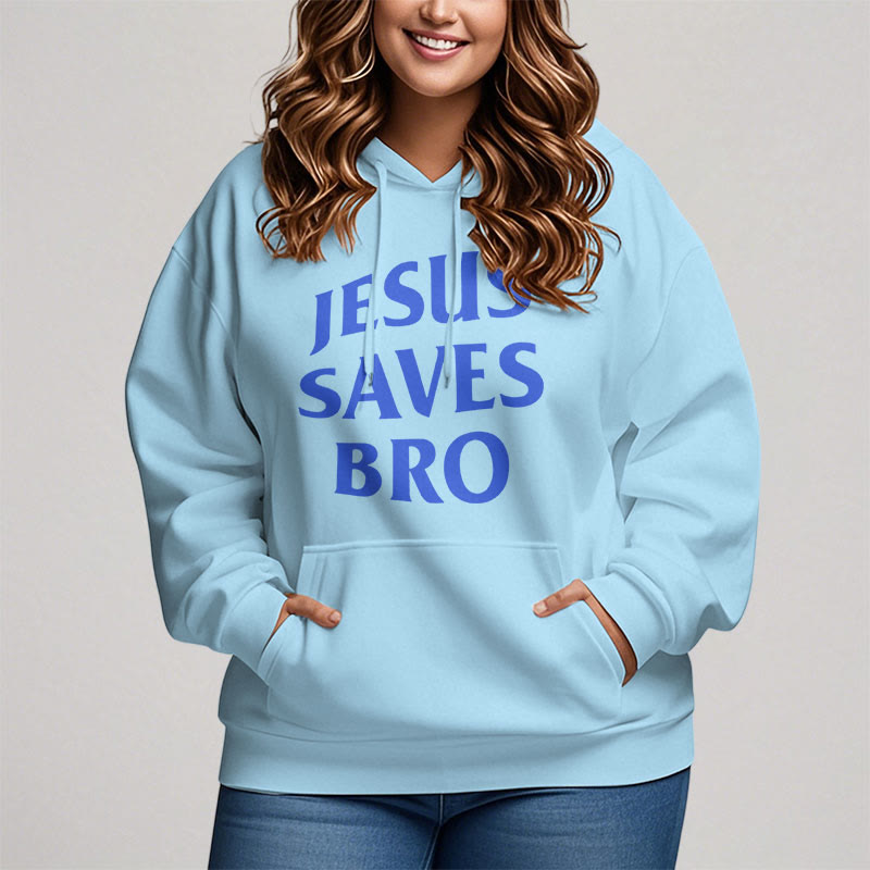 Quotation Style Jesus Saves Bro Proud Faith Fleece Lined Polyester Hoodie - image 17