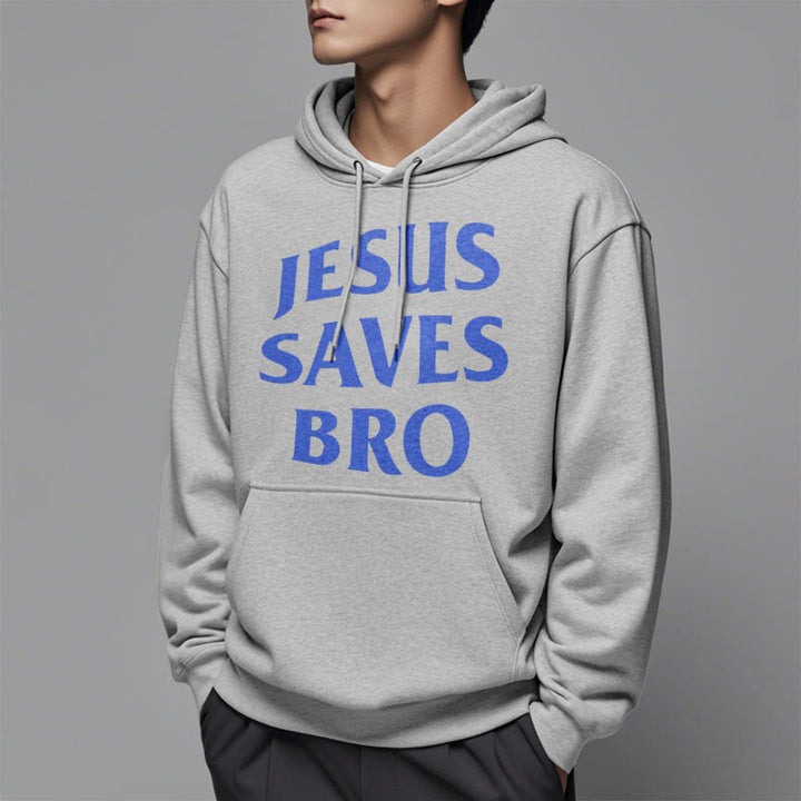 Quotation Style Jesus Saves Bro Proud Faith Fleece Lined Polyester Hoodie - image 5
