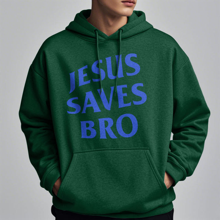 Quotation Style Jesus Saves Bro Proud Faith Fleece Lined Polyester Hoodie - image 15