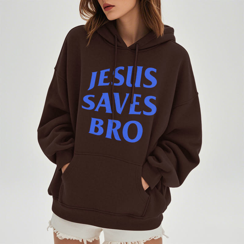 Quotation Style Jesus Saves Bro Proud Faith Fleece Lined Polyester Hoodie - image 13