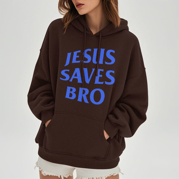 Quotation Style Jesus Saves Bro Proud Faith Fleece Lined Polyester Hoodie - image 13