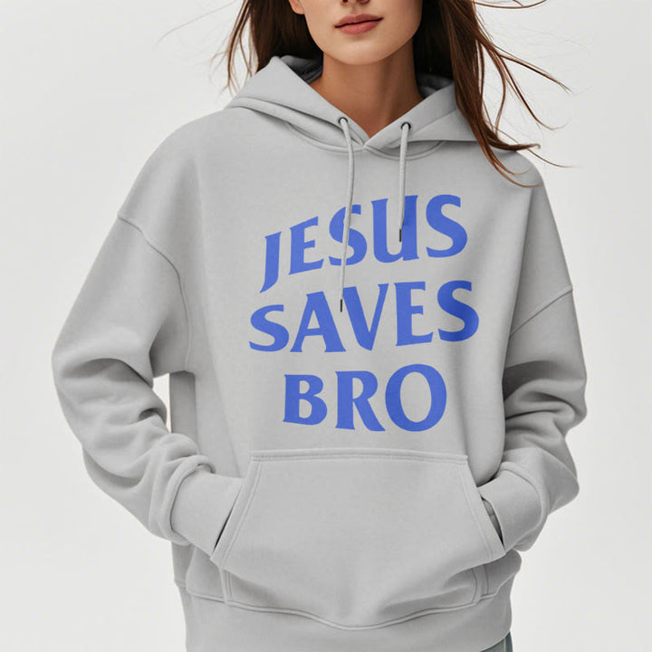 Quotation Style Jesus Saves Bro Proud Faith Fleece Lined Polyester Hoodie - image 4