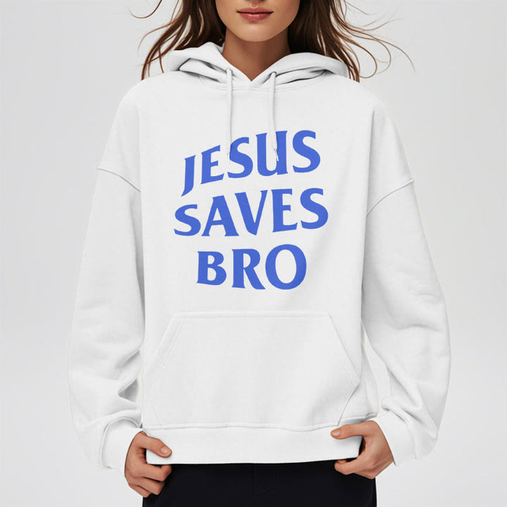 Quotation Style Jesus Saves Bro Proud Faith Fleece Lined Polyester Hoodie - image 9