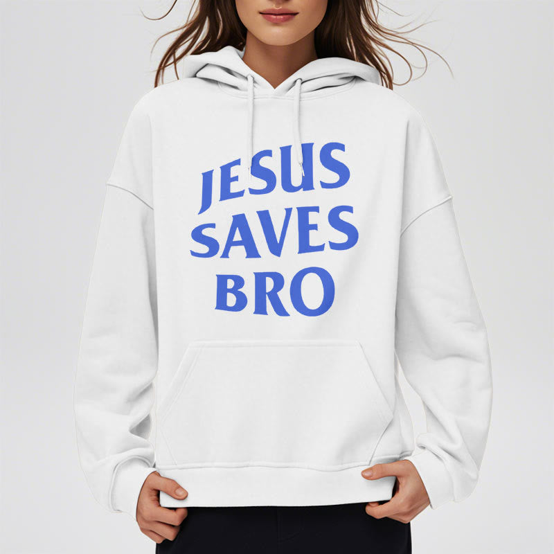 Quotation Style Jesus Saves Bro Proud Faith Fleece Lined Polyester Hoodie - image 9
