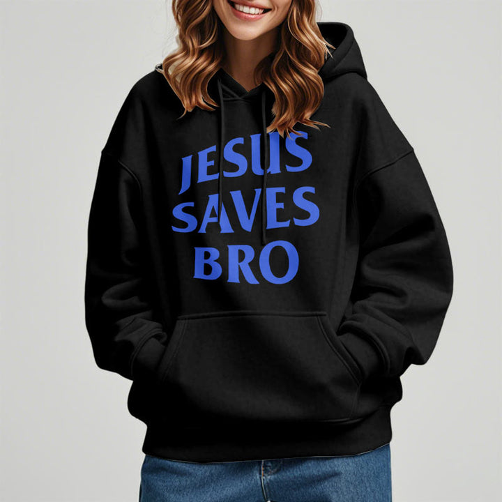 Quotation Style Jesus Saves Bro Proud Faith Fleece Lined Polyester Hoodie - image 7
