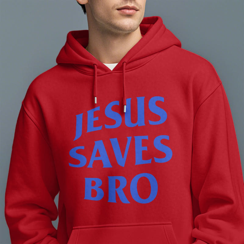 Quotation Style Jesus Saves Bro Proud Faith Fleece Lined Polyester Hoodie - image 19