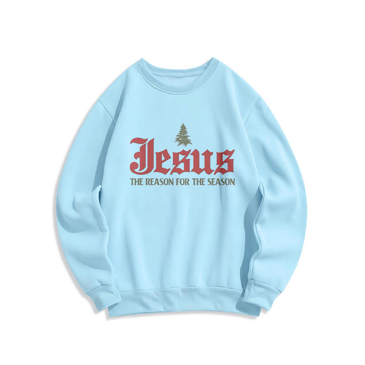 Quotation Style Jesus The Reason for the Season Fleece Lined Polyester Sweatshirt - Blue - 2XL - image 14