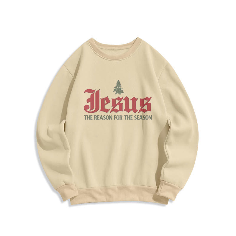 Christianartworkshop Quotation Style Jesus The Reason for the Season Fleece Lined Polyester Sweatshirt - Beige - 2XL - image 0
