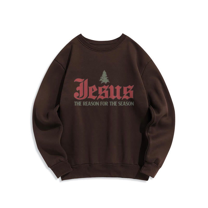 Quotation Style Jesus The Reason for the Season Fleece Lined Polyester Sweatshirt - Brown - 2XL - image 10