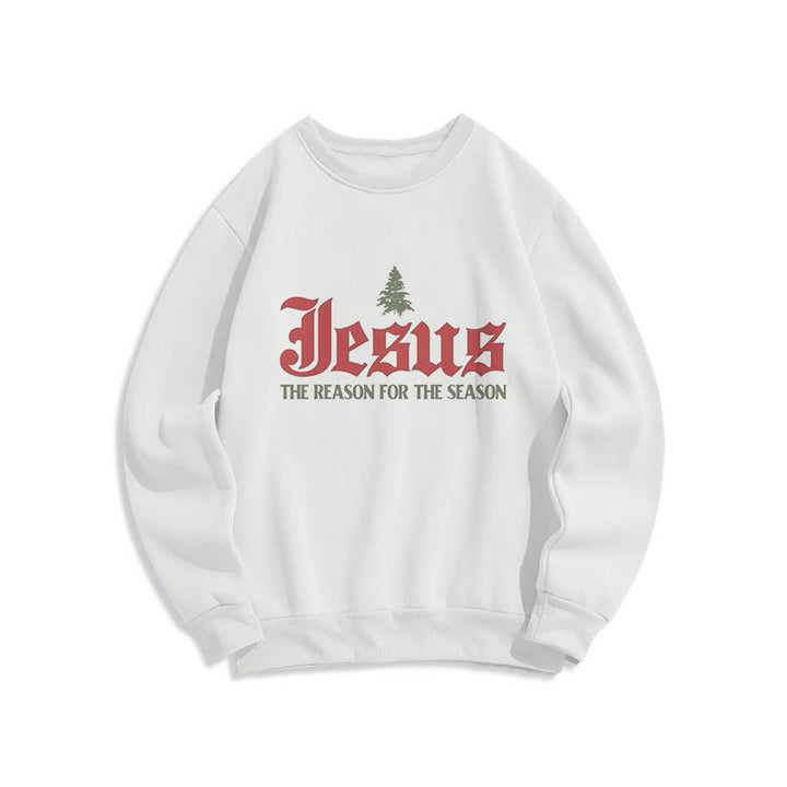 Quotation Style Jesus The Reason for the Season Fleece Lined Polyester Sweatshirt - White - 2XL - image 8
