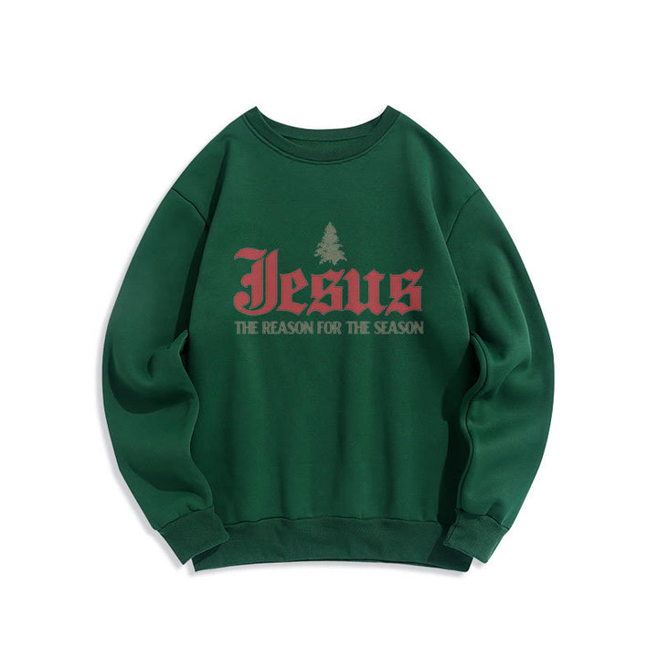 Christianartworkshop Quotation Style Jesus The Reason for the Season Fleece Lined Polyester Sweatshirt - Green - 2XL - image 11