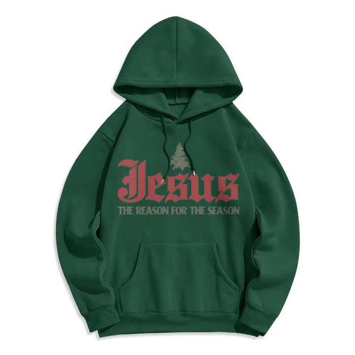 Quotation Style Jesus The Reason for the Season Fleece Lined Polyester Hoodie - Green - 2XL - image 12