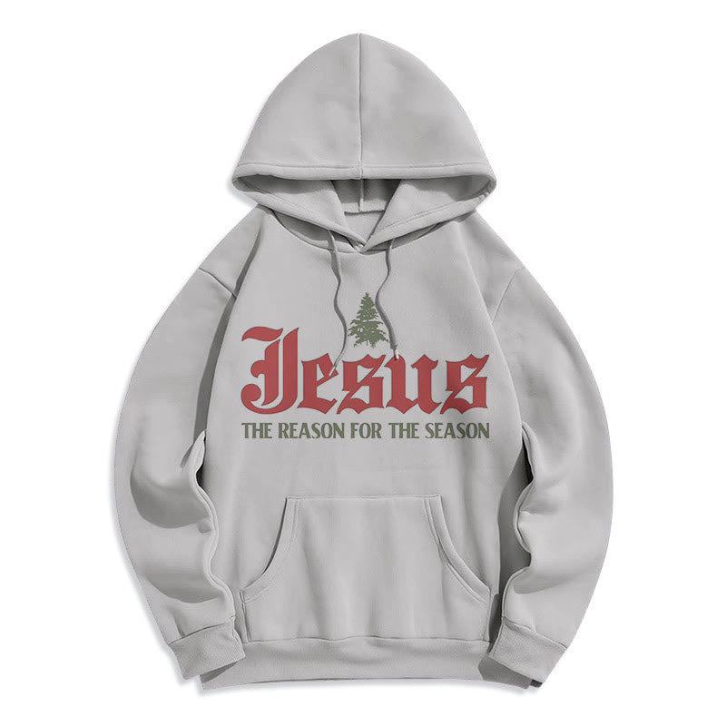 Quotation Style Jesus The Reason for the Season Fleece Lined Polyester Hoodie - Grey - 2XL - image 16