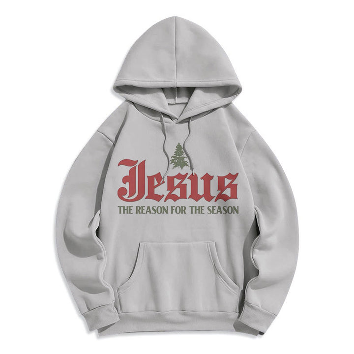 Quotation Style Jesus The Reason for the Season Fleece Lined Polyester Hoodie - Grey - 2XL - image 16