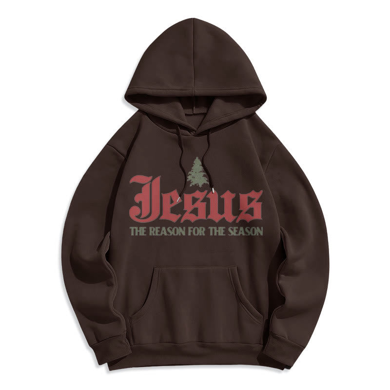 Quotation Style Jesus The Reason for the Season Fleece Lined Polyester Hoodie - Brown - 2XL - image 10
