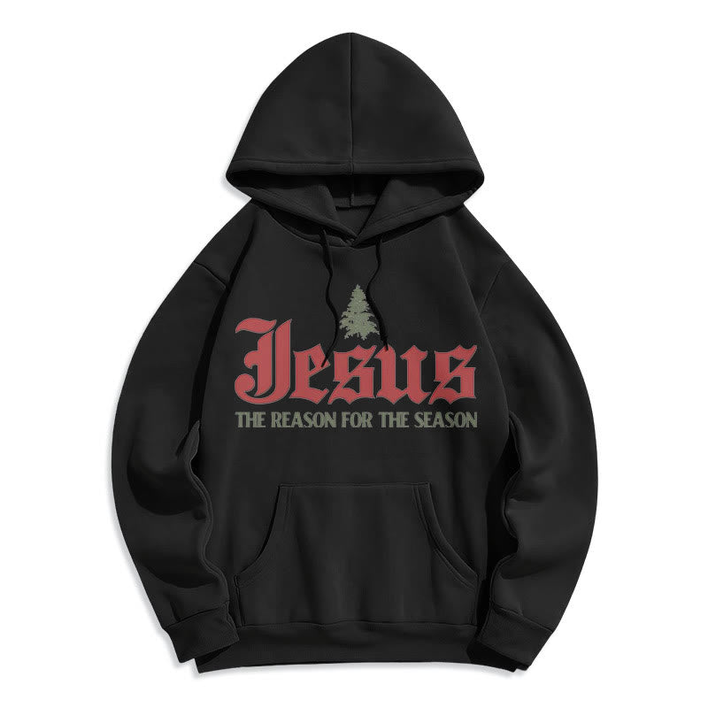 Quotation Style Jesus The Reason for the Season Fleece Lined Polyester Hoodie - Black - 2XL - image 6