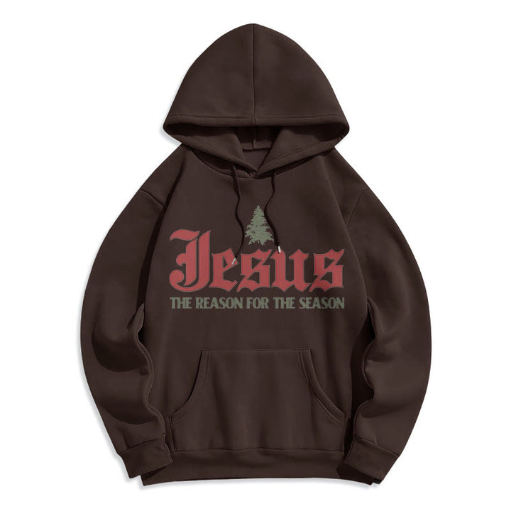 Quotation Style Jesus The Reason for the Season Fleece Lined Polyester Hoodie - Brown - 2XL - image 10