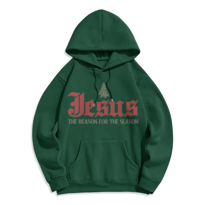 Quotation Style Jesus The Reason for the Season Fleece Lined Polyester Hoodie - Green - 2XL - image 12