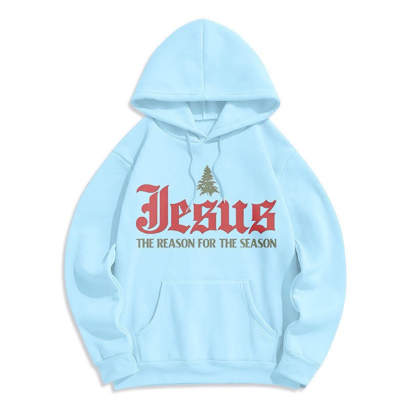 Quotation Style Jesus The Reason for the Season Fleece Lined Polyester Hoodie - Blue - 2XL - image 14